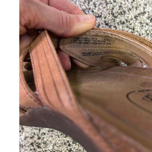 Taos Double U Leather Caramel Strappy‎ Sandal, Women’s 9, Adjustable Western - Picture 6 of 7